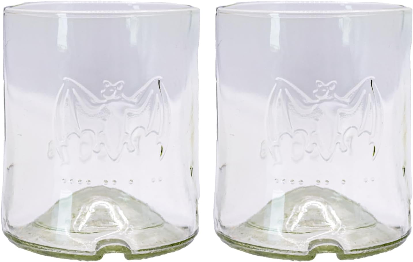 IWAS Upcycled Short Clear Bacardi Drinking Glasses | 200 ML | 6.76 OZ | Set of 2 | Sustainable Water and Cocktail Glasses For Home | Environmentally Friendly