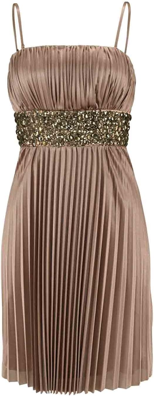 Laura Scott Evening Ladies Cocktail Dress with Stones Beige Size, beige :  Amazon.de