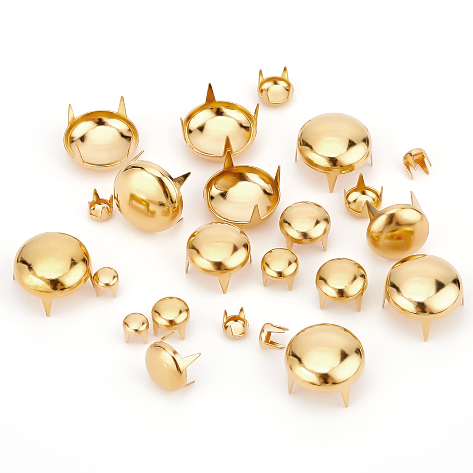 GORGECRAFT 5 Sizes 200PCS Claw Rivet Nailheads Spots Stud Round Dome Studs Metal Mushroom Head Spike Prong Nail For DIY Leather Craft Fabric Clothes Denim Assorted Photo Albums Leather Repair(Golden