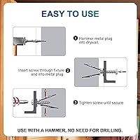 Vista 4 de NINDEJIN Anclaje autoperforante para paneles de yeso con kit de tornillos, anclajes de expansión de yeso de acero al carbono con tornillos