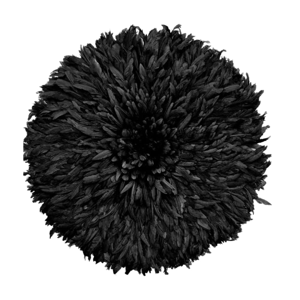 Black Juju Hat, Authentic Bamileke Wall Art Decor [4 Sizes] Feathers