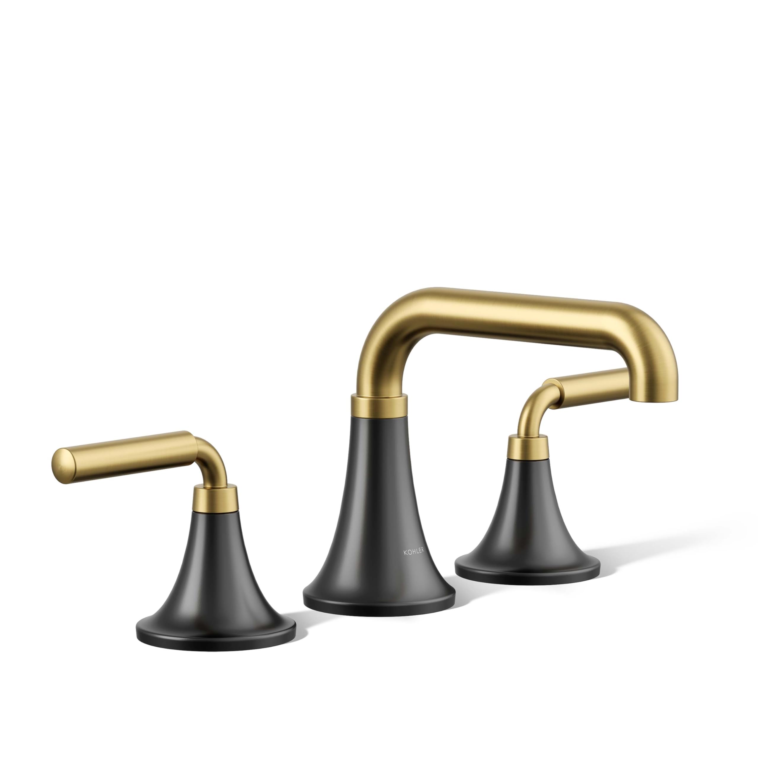 KOHLER 27416-4K-BMB K-27416-4K-BMB Tone Widespread Bathroom Sink Faucet 1 0 GPM Vibrant Brushed Matte Black Moderne Brass