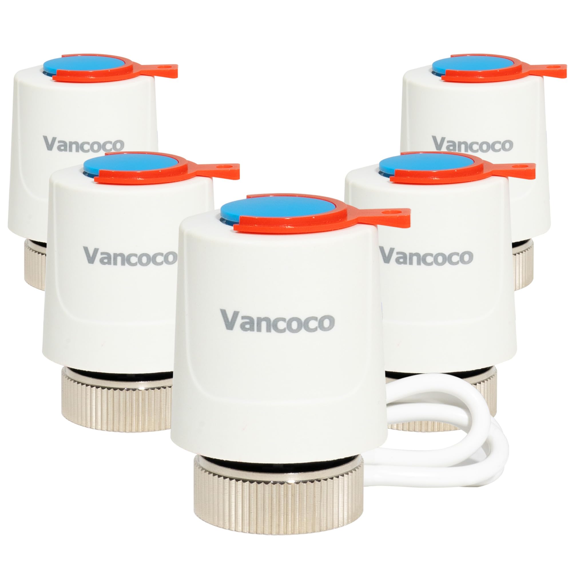 VANCOCO Set di 5 attuatori per riscaldamento a pavimento, 230 V, M30 x 1,5