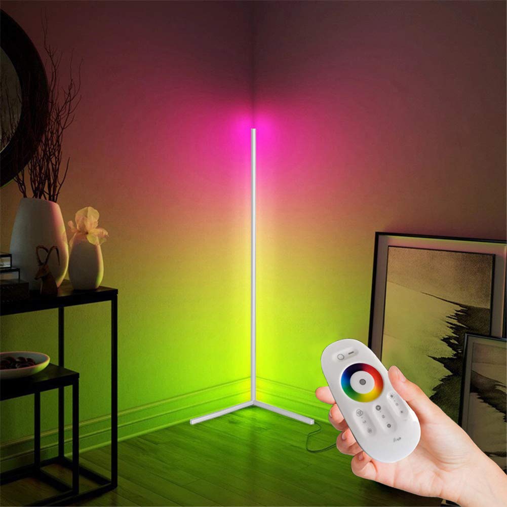 RGBコーナーフロアランプ、LED調光可能なリモコン色変更LED北欧装飾スタンディングフロアランプ雰囲気ナイトライトホームリビングルーム用,黒 Amazon.co.jp : RGBコーナーフロアランプ、LED調光可能なリモコン色