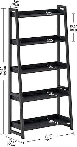 Miniatura 3 de IRONCK Estantería industrial de 5 niveles de 31.5 pulgadas de ancho, estante de escalera para estantería, estantes de almacenamiento, marco de metal