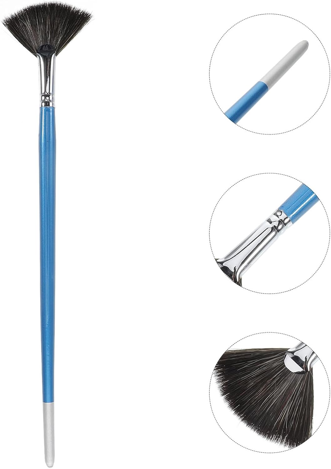 Fan Shaped Paintbrush for Pottery and Acrylic Painting, Nylon Watercolor Brush with Anti-Shedding Bristles, Blue Fan Shaped Painting Tool for Adults and Professional Artists
