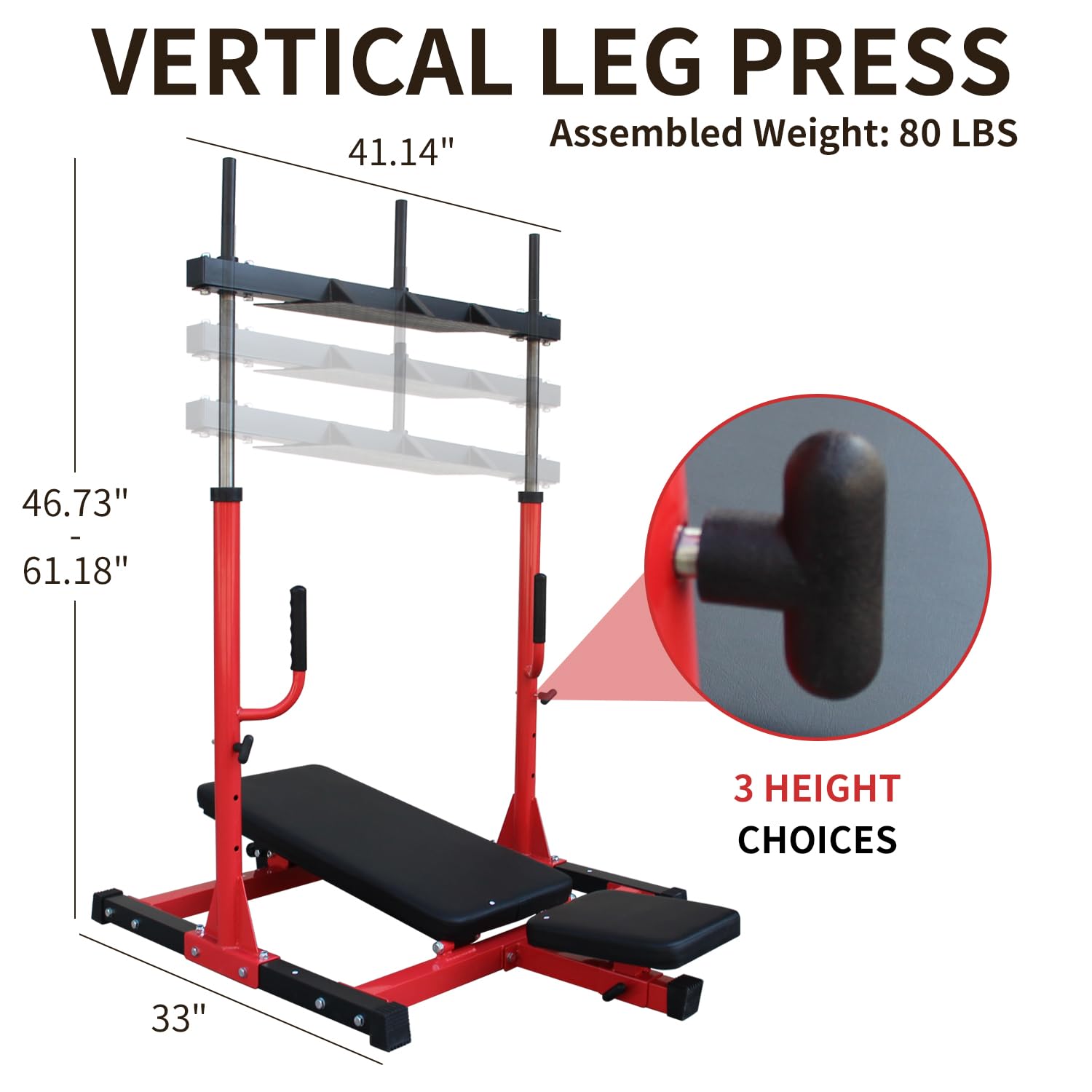 Adjustable Vertical Leg Press Machine for Home Gym - 286LB Weight Capacity, 3-Position Backrest & Compact Design (Olympic Plate Compatible)