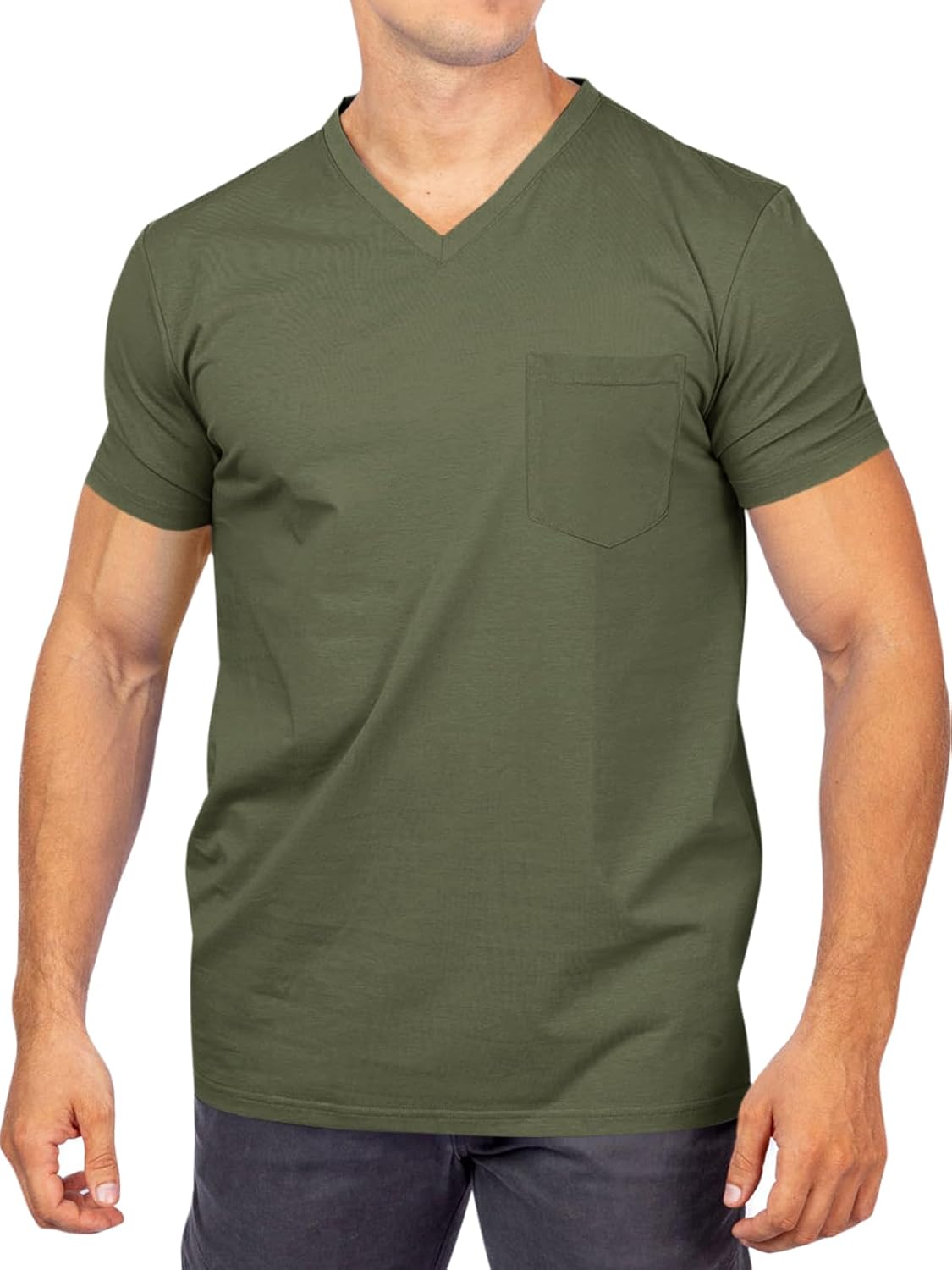 Runcati Mens Cotton V Neck T-Shirts Short Sleeve Casual Basic Summer ...