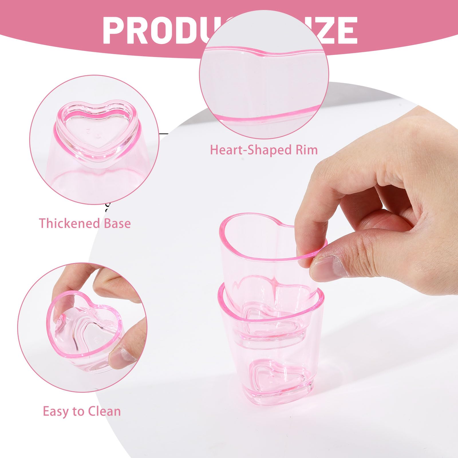 CHGCRAFT 20 chope à Bière en Plastique Joli Verre à Shot en Forme de Cœur Rose pour Boire de la Bière Décoration D'Intérieur Cadeau de Saint Valentin (56) Ml