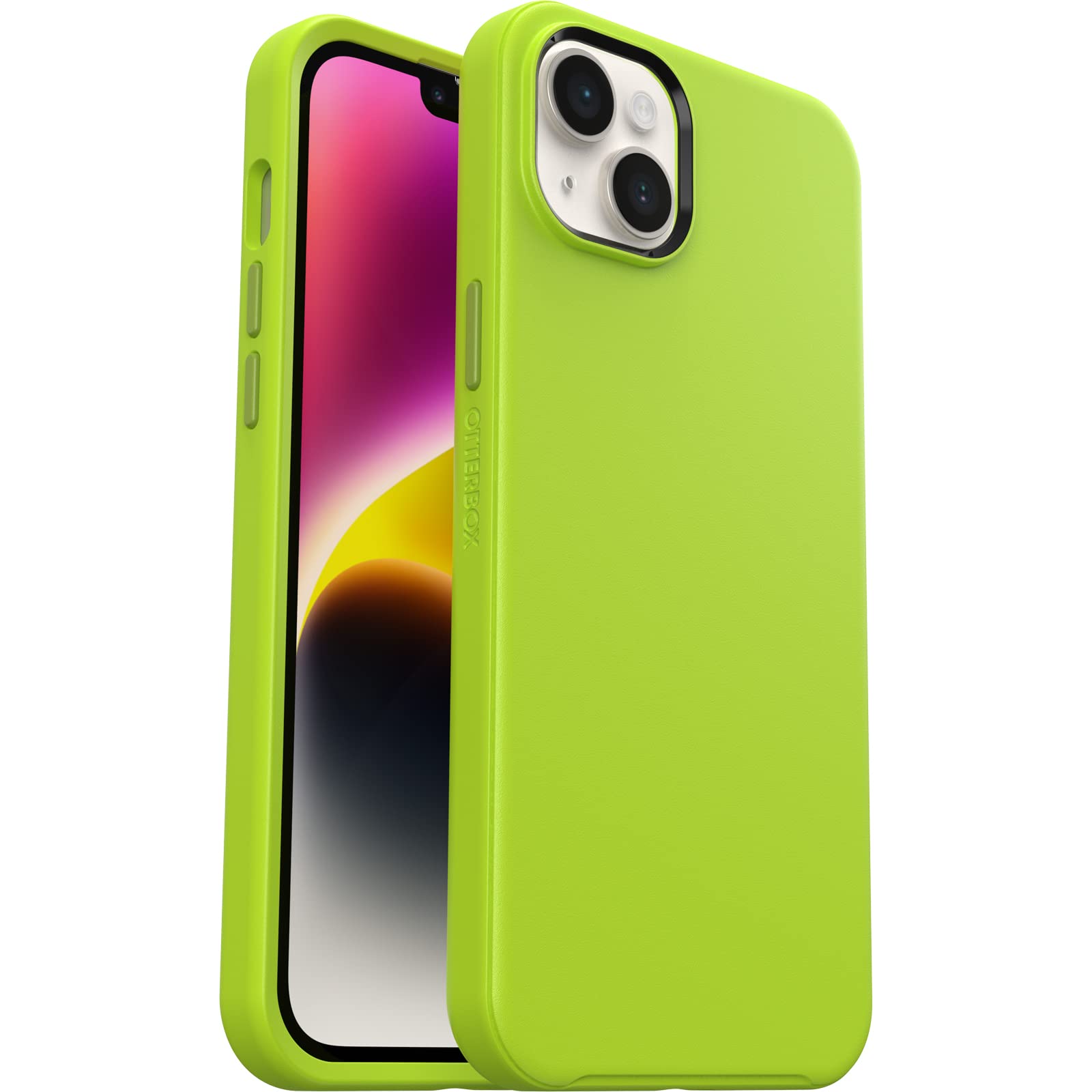 OtterBox Cover per iPhone 14 Plus Symmetry+ con MagSafe, resistente a shock e cadute;sottile, testata 3x vs le norme MIL-STD 810G, protezione antimicrobica, Verde