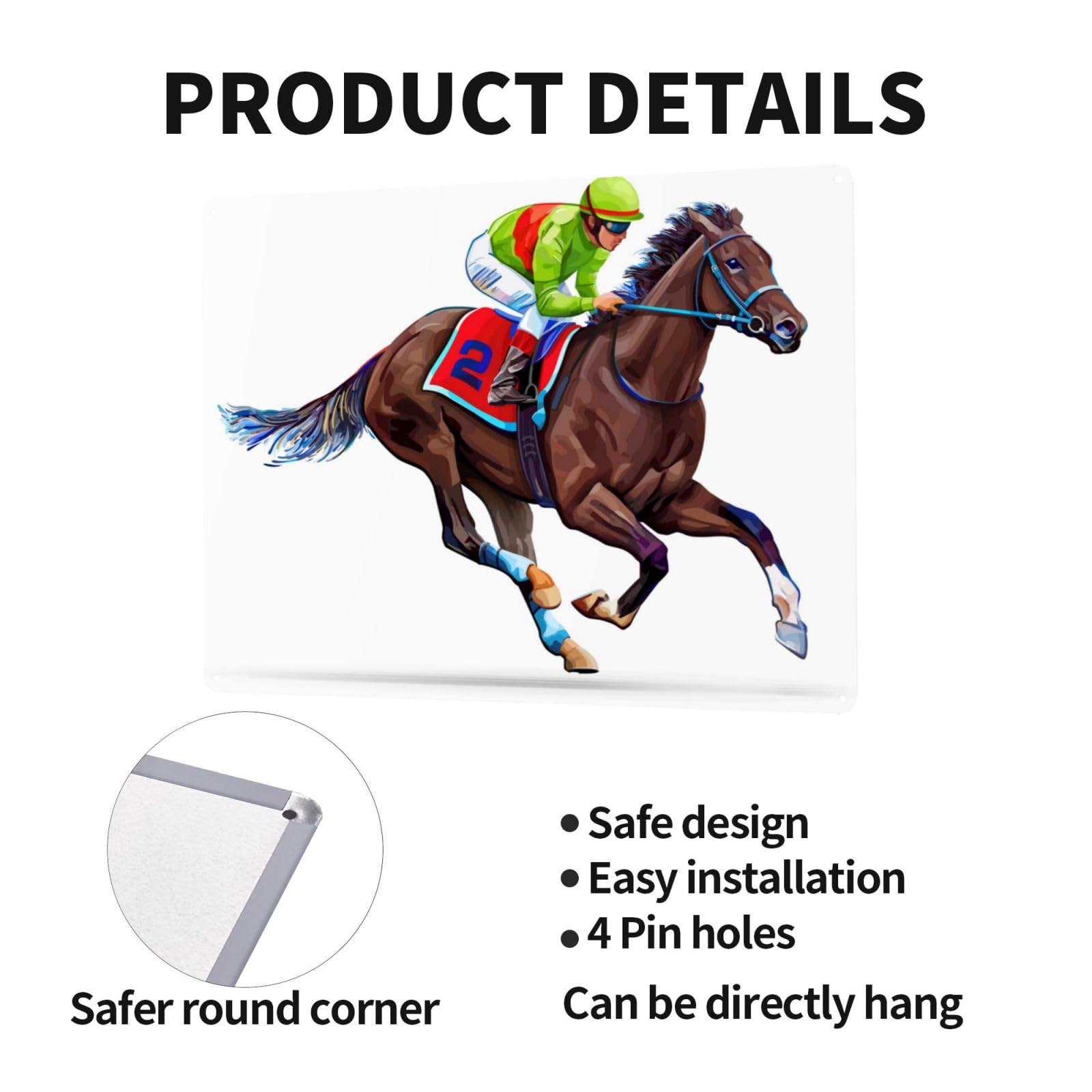 Amazon.co.jp: うま 馬柄 馬術 競馬 ブリキ看板 メタルプレート