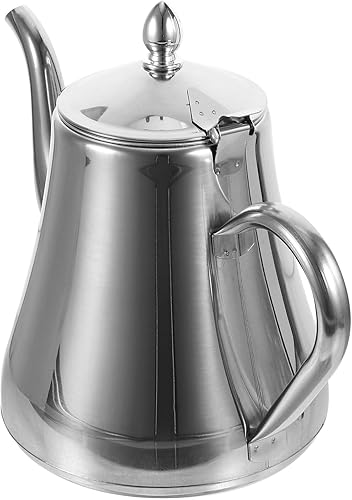 UPKOCH Tetera de acero inoxidable, 1.5 litros, tetera para verter sobre plata, tetera, tetera, tetera, calentador de agua caliente para camping,