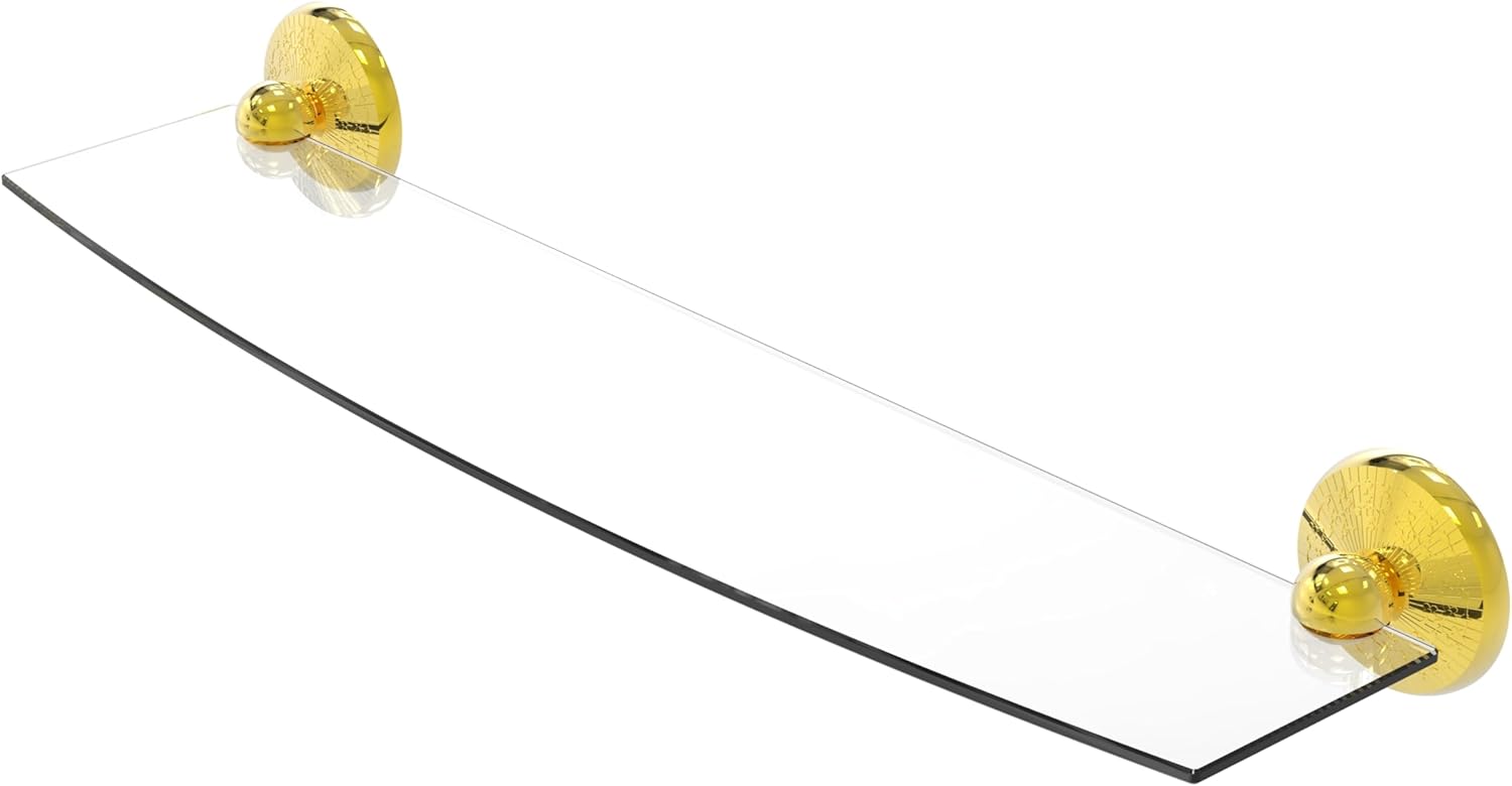 Allied Brass MC-33/24-UNL Monte Carlo Collection 24 Inch Glass Shelf, Unlacquered Brass