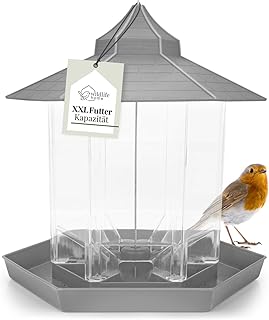 WILDLIFE HOME Hanging Bird House, XL Bird Feeder House, Feeder Lantern, Grey, Bird Feeder for Garden and Balcony, Feeding Station, Wild Birds All Year Round product image