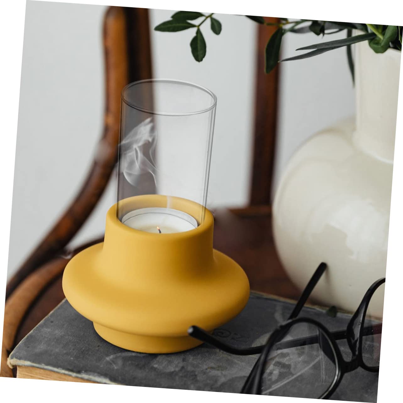 MAGICLULU Copri Candela in Vetro Trasparente, Cilindro Anti-vento, 4 Pezzi, per Candele e Luci Led, Decorazione Fai da Te Luce Calda