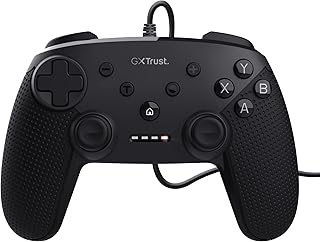 Trust Gaming GXT 541 Muta Wired PC Controller, 75% Recycled Materials, 3m Cable, 15 Buttons, Vibration Feedback, Joystick USB Gamepad with Extra D-pad Covers for Computer, Laptop, Windows 10/11