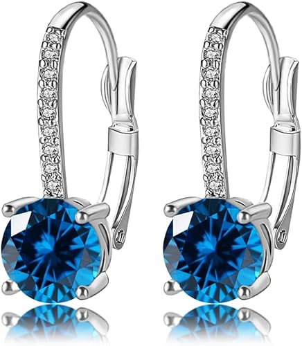 Aretes colgantes de diamante de 1 quilate para mujer, chapados en oro de 18 quilates, circonita cúbica, palanca colgante, aretes de novia, joyería