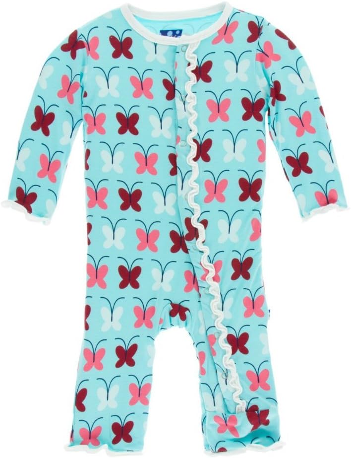 KicKee Pants Little Girls Print Muffin Ruffle Coverall with Snaps