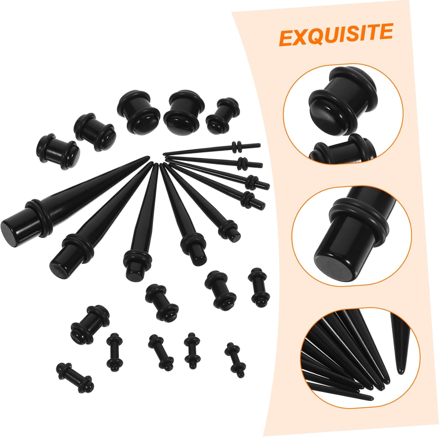 Beavorty 23Pcs Ear Stretching Taper Expanders Durable with Multiple for Comfortable Piercing and Easy Ear Stretching