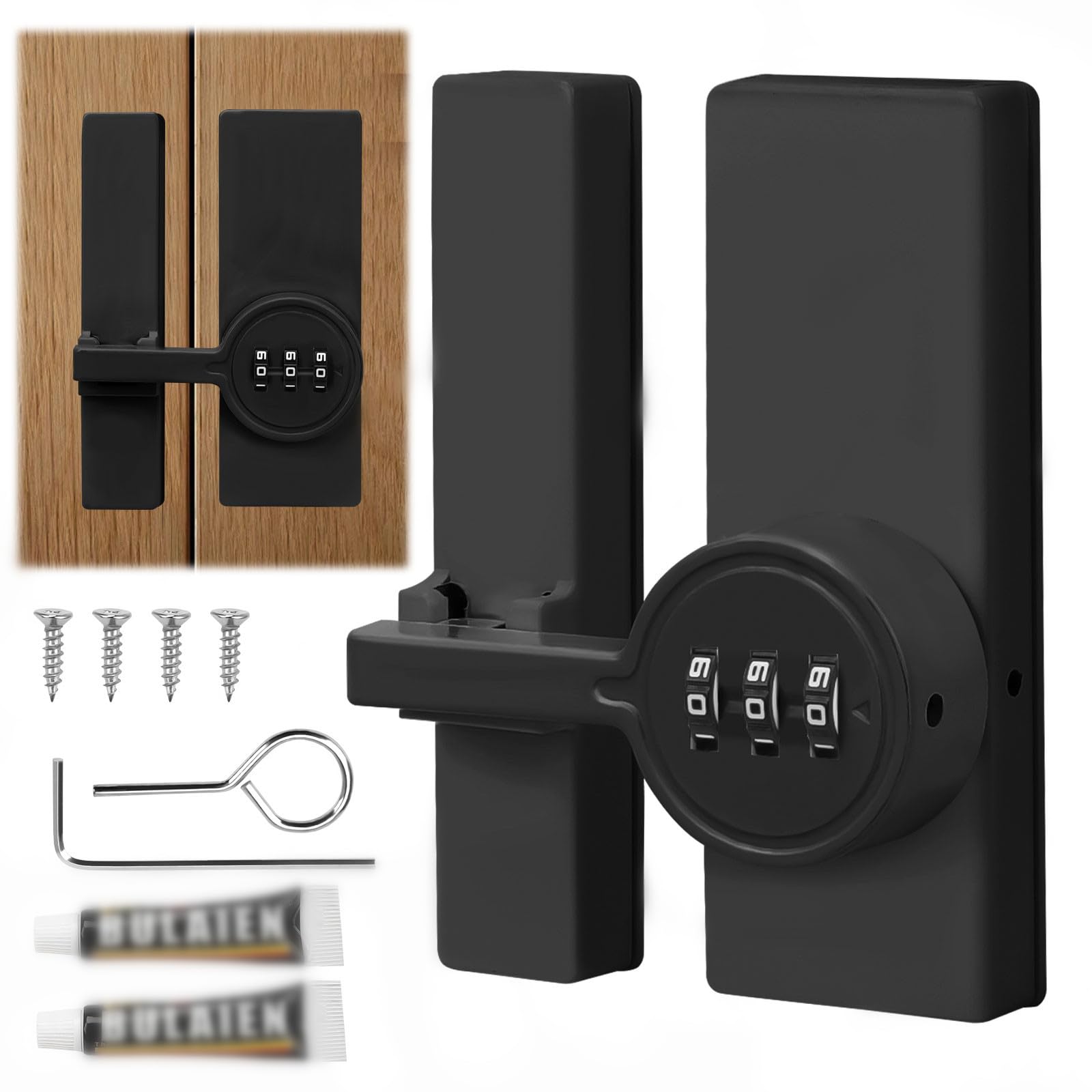 Serrure portail exterieur réglable pour armoires et portes coulissantes