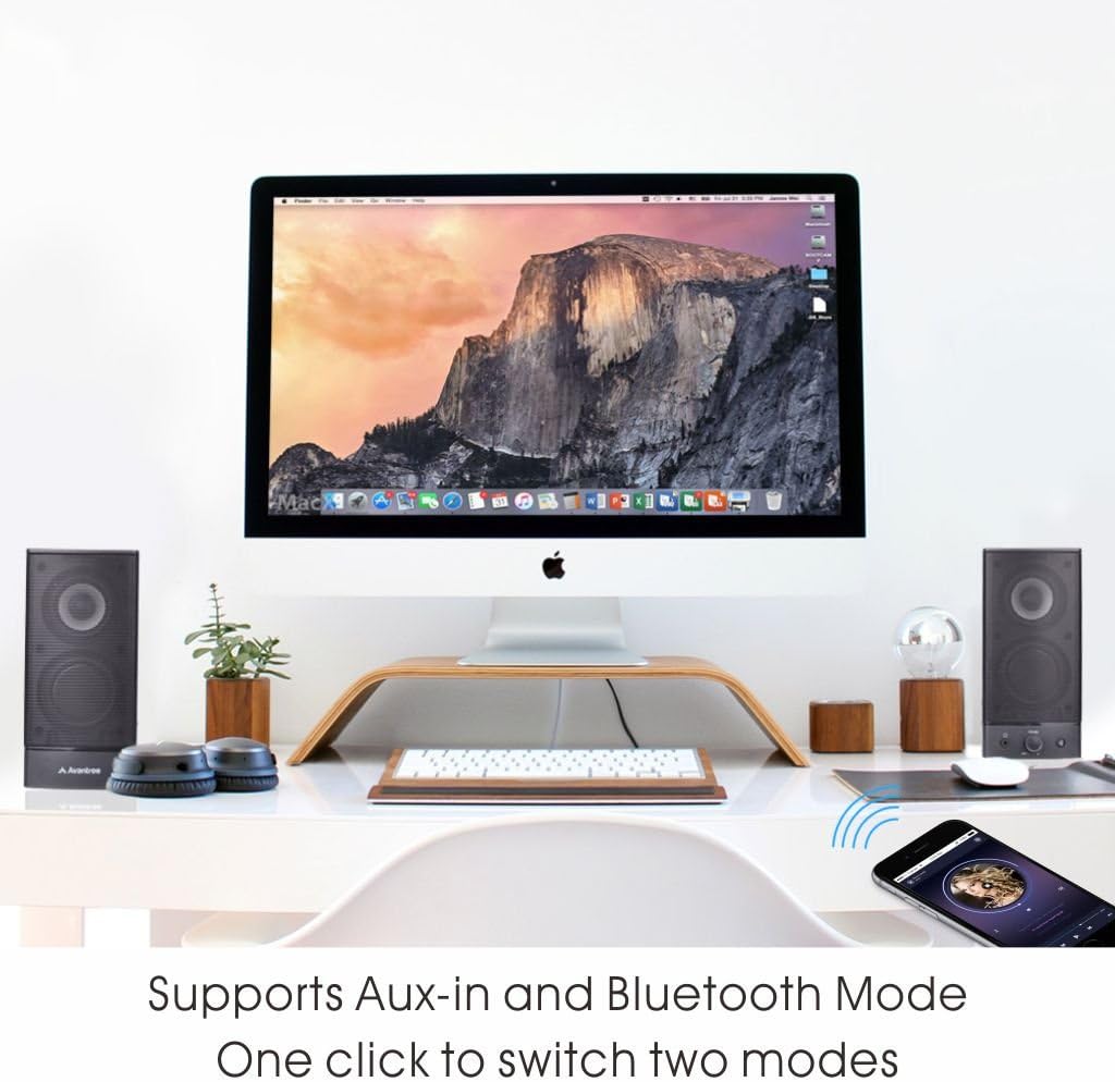 Avantree HIGH Clarity 10W Bluetooth Computer Speakers, Wireless & Wired Stereo, AC Powered, Volume Adjustment, 3.5mm / RCA Multimedia Speakers for PC, Desktop, Laptop, Mac, TV - SP750