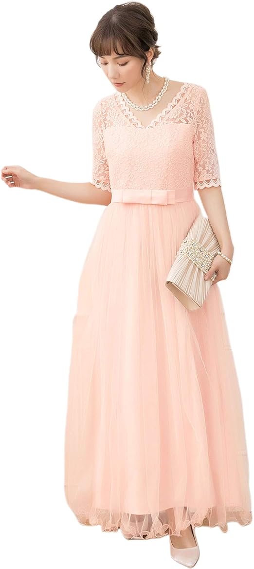 Amazon Dresstar 結婚式 ワンピース ロング 大きいサイズ 体型カバー お呼ばれ ドレス マキシ パーティー 二次会 披露宴 半袖 レース フォーマル ロング丈 きれいめ ロングドレス パーティードレス お呼ばれ 上品 イブニングドレス 通販