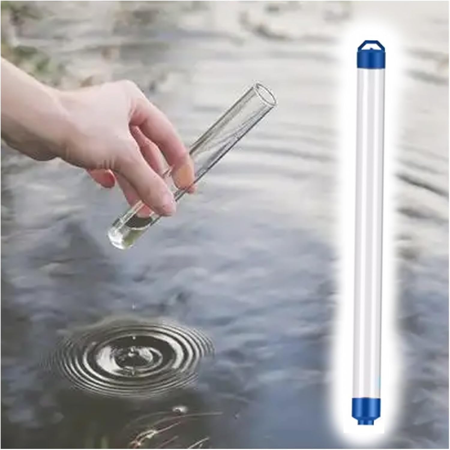 PVC Water Sample Collector, Liquid Sampler with Gravity Water Stopper Ball & Adjustable Valve & 10 M Rope, Water Sampler Kit for Pool/Wellhead/Reservoir(1 Pipe,1L-37.2 in Long)
