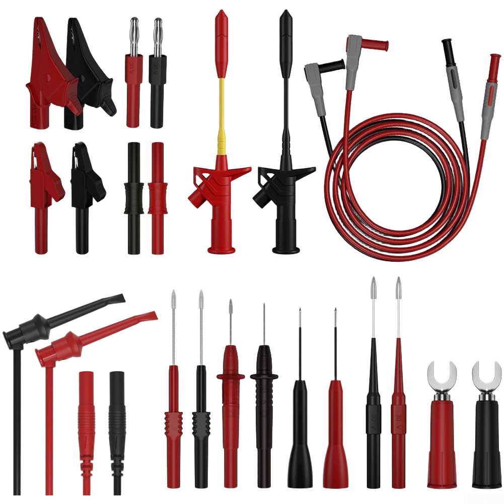 Professionelle Messkabel Set mit isolierten Prüfspitzen und Zangen - Flexible Testverlängerung für Multimeter und Voltmeter Laborgebrauch