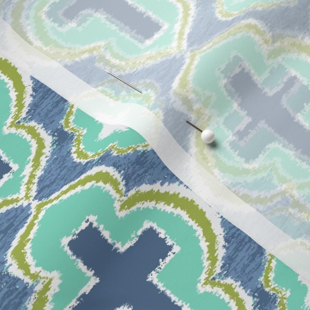 Spoonflower Fabric - Christian Cross Blue Green Bible Church Printed on Chiffon Fabric by The Yard - Sewing Fashion Apparel Dresses Home Decor