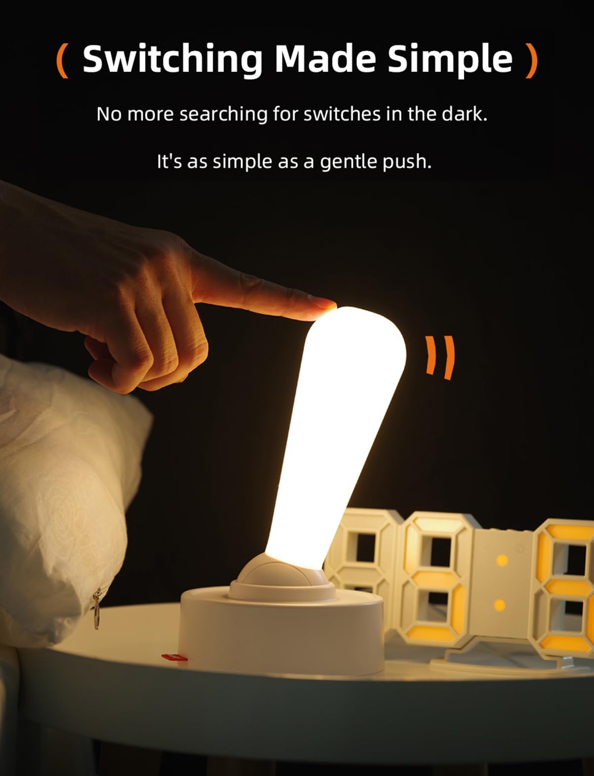 Palanca de luz nocturna innovador regulable interruptor de palanca elegante divertido pared/escritorio Uso lindo en forma de palo lámpara recargable (blanco) 5