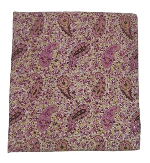 Image of Cotton Print(Unstitched Fabric for Girl /Women,Width-44 inch,Length-5 Meter,for Making Full All Over Suit,Kurti,Gown,Palazo,Dress Material,Tunics,Top,Maxi,Nighty.Free Size (Pink Color)