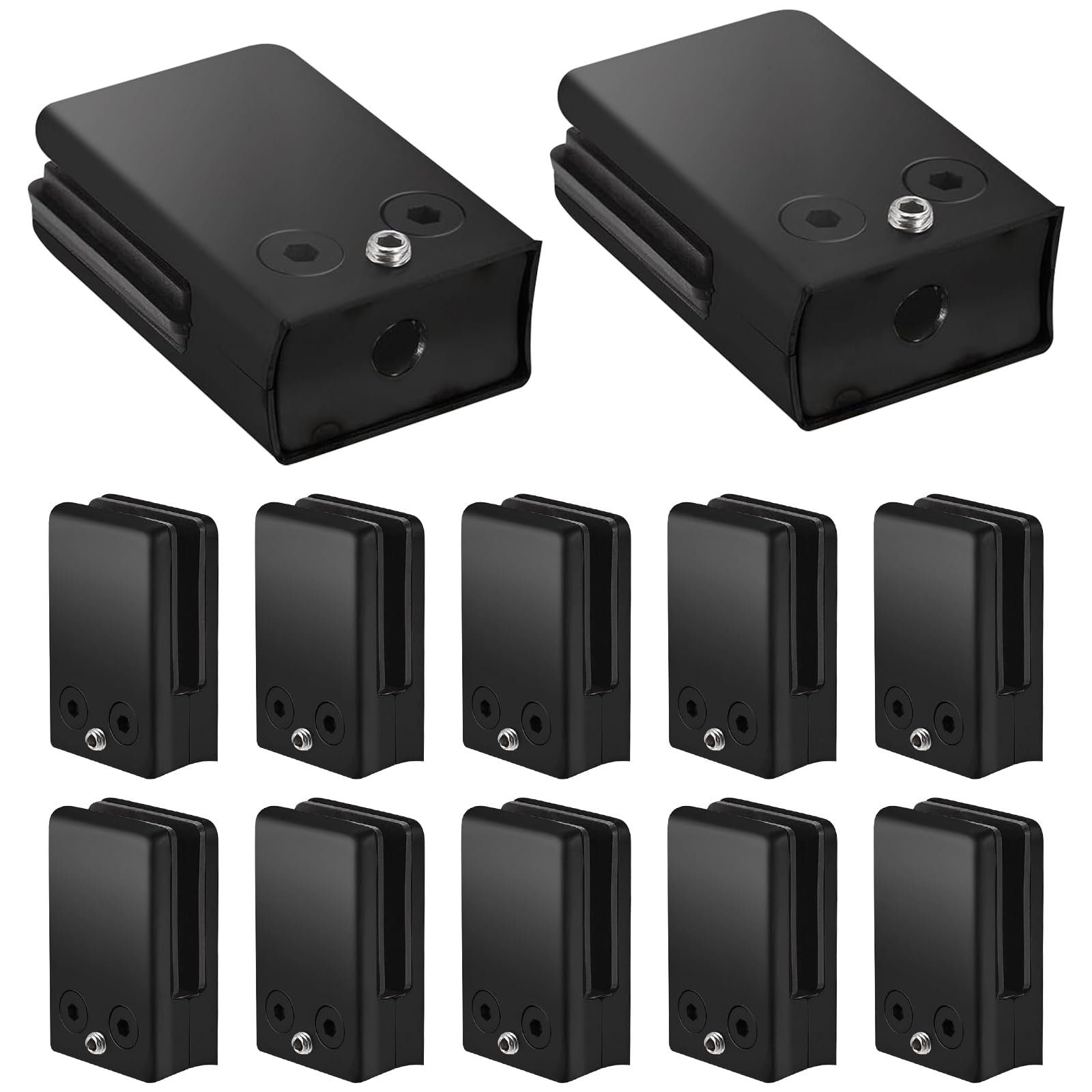 Morsetti per vetro da 10-12 mm, 12 pezzi, morsetti per balaustra in vetro nero, kit di staffe in acciaio inox per ringhiere per scale e pannelli in vetro