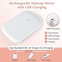 Vista 4 de Rechargeable Travel Makeup Vanity Mirror with LED Lights Portable Lighted Makeup Beauty Mirror, 3 Color Lighting, Dimmable Touch Screen, Tabletop