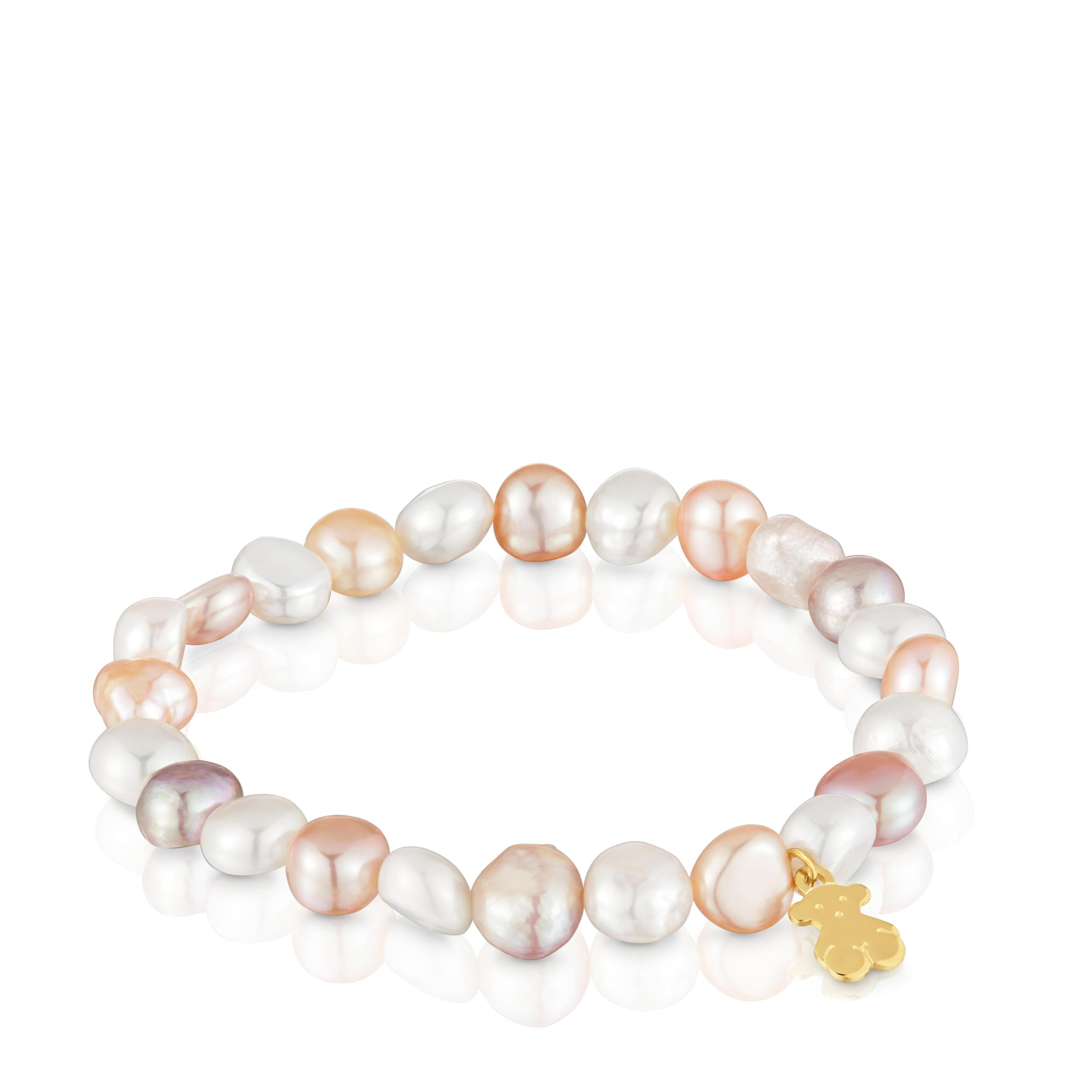 TOUS Pulsera elástica con perlas cultivadas rosadas y baño de oro 18 kt sobre plata, Para Mujer, Colección Basics