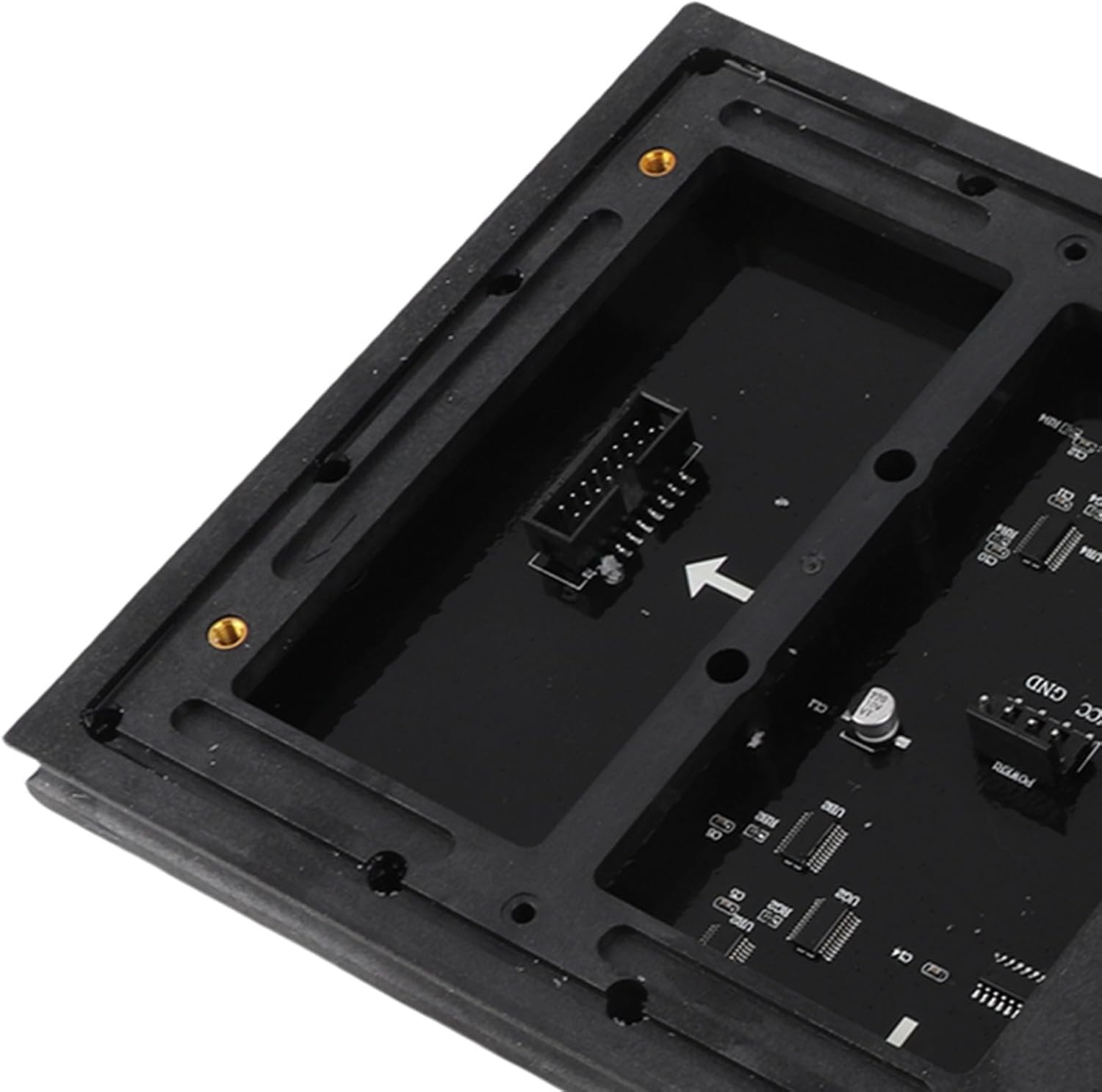 Close-up of connector port on the back of the LED display