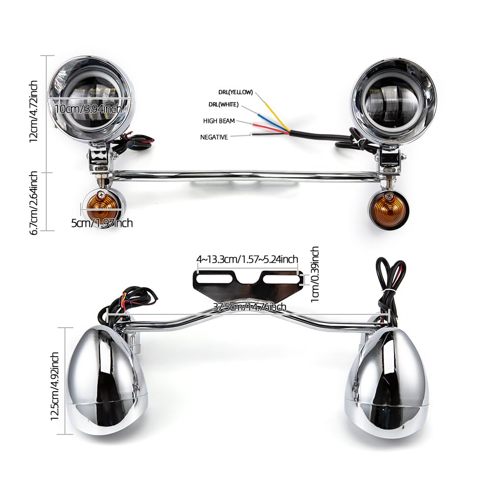 Set di fari antinebbia e indicatori di direzione per moto con supporto per VT 750, VT 1100, VTX 1300, VTX 1800 e Shadow GL Luci supplementari (Stile A)
