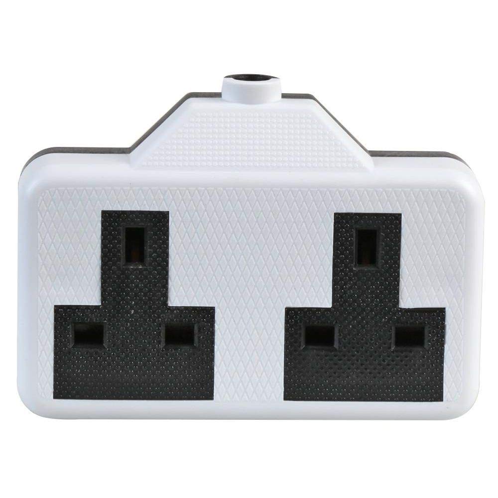 Si White,Black 2 X Rubber Extension Lead Socket End Double Gang Socket 13Amp