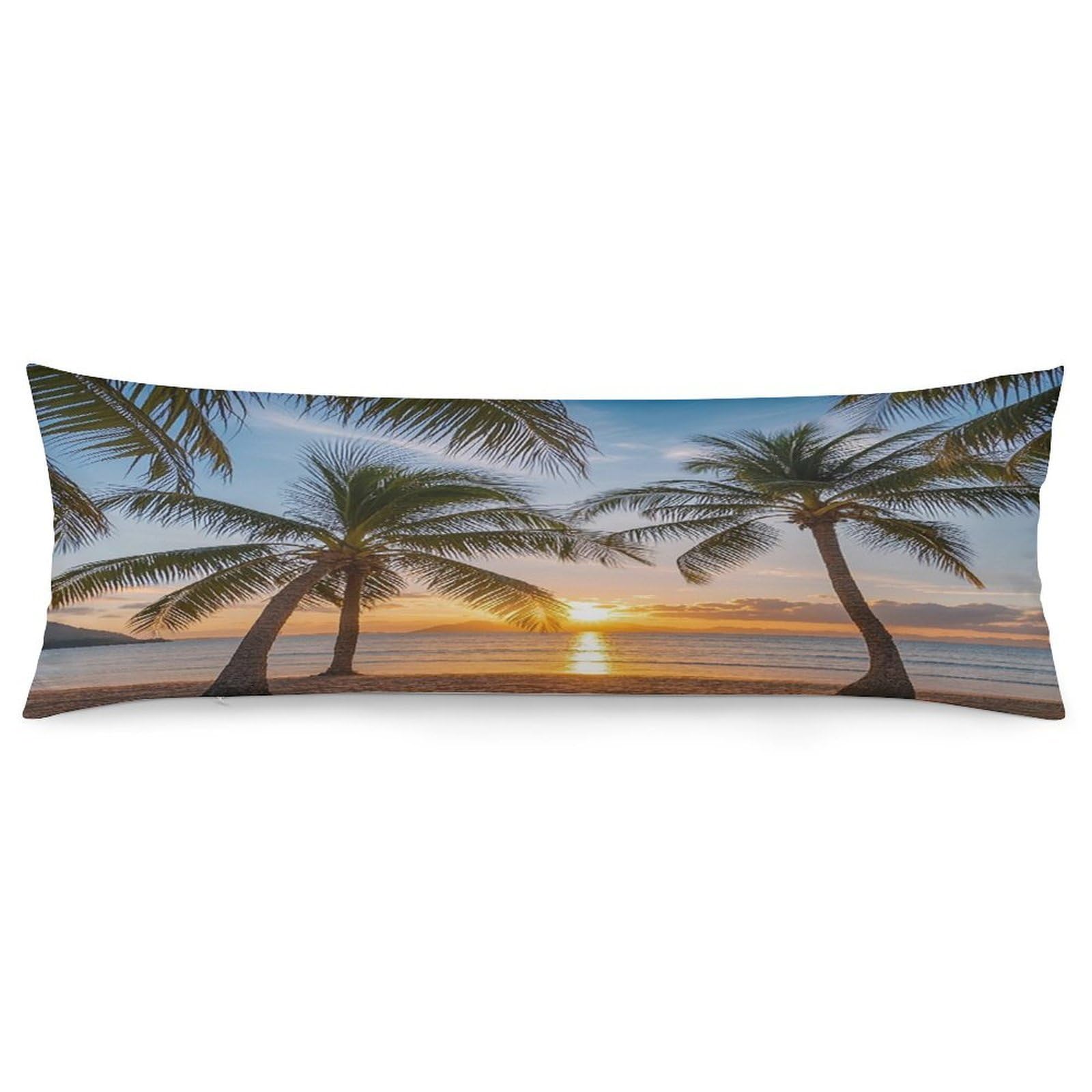Sunset Palm Tree Pillowcase Decorative Body Pillow Cover Soft Full Long Pillow Case Breathable Large Body Pillowcase Cute Cozy Pillow Sham for Bed Couch Sofa 18.9 X 53 Inch