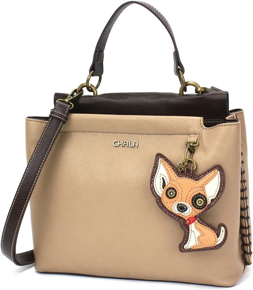 CHALA Charming Satchel with Adjustable Strap - Chihuahua - Taupe