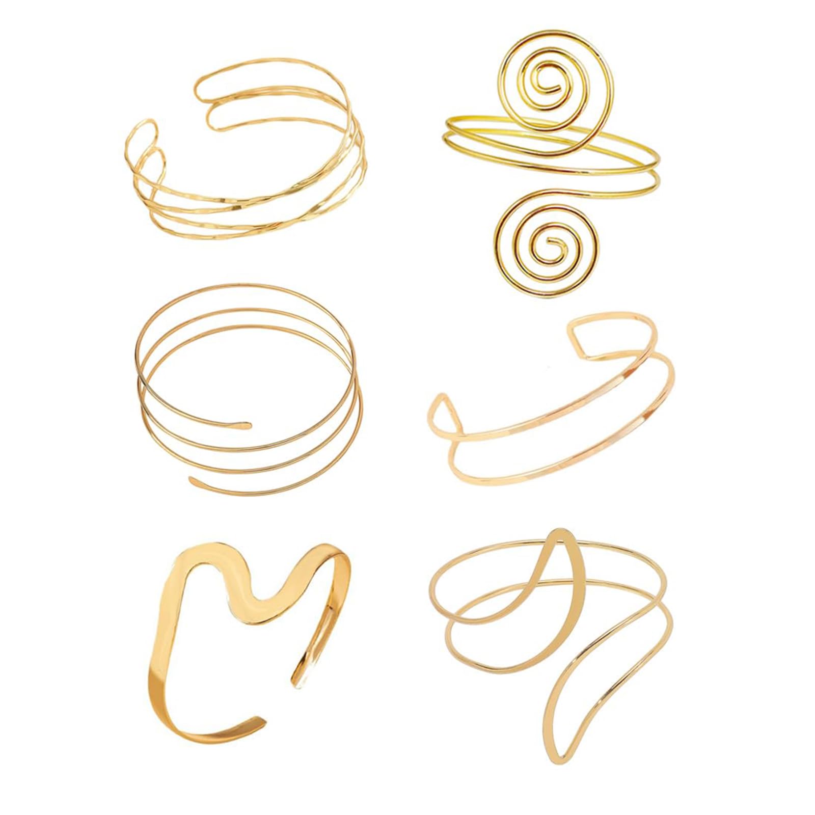 Yeomju Yeomju Armreif Gold Damen Set, 6 Piezas de brazaletes Ajustables para el Brazo Superior, Chapado en Oro de 14K, diseño Minimalista para Fiestas y Ocasiones Especiales(B)