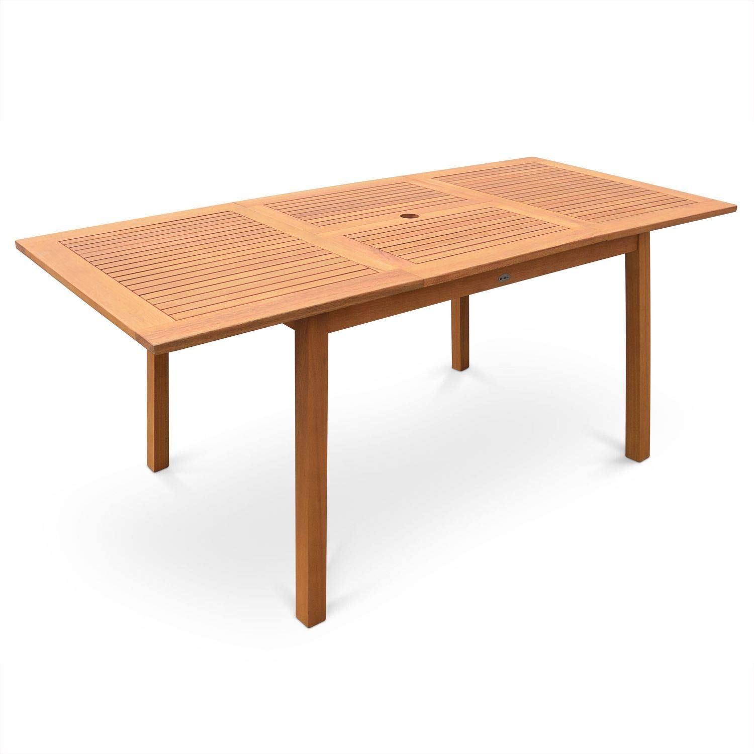Alice's Garden Tavolo da Giardino Rettangolare allungabile in Legno, 6 a 10 posti Marrone Naturale - 180x80x75 cm