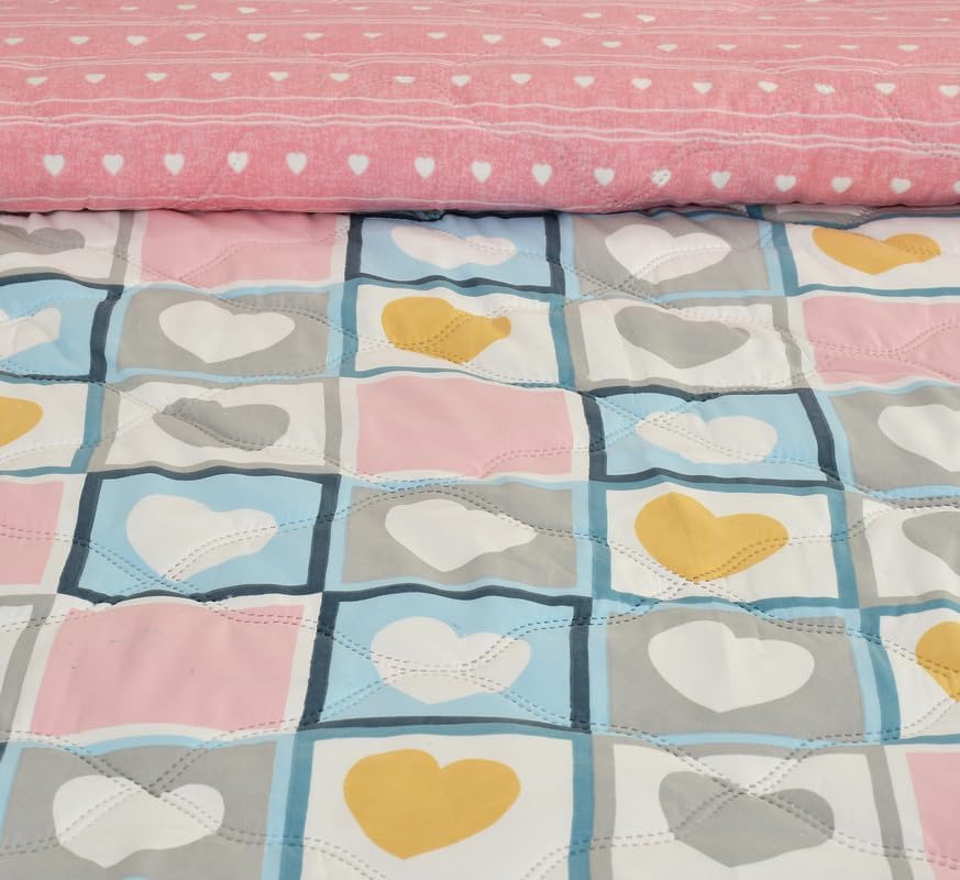 Image of Akshya 402 TC Elastic Fitted Bed Sheets Qulited fits on 72x78x10 inch - Premium Elastic Fitted Bedsheet with 2 Pillow Covers /Soft Fabric Bed Sheets /Fitted Chadar /Bed Cover