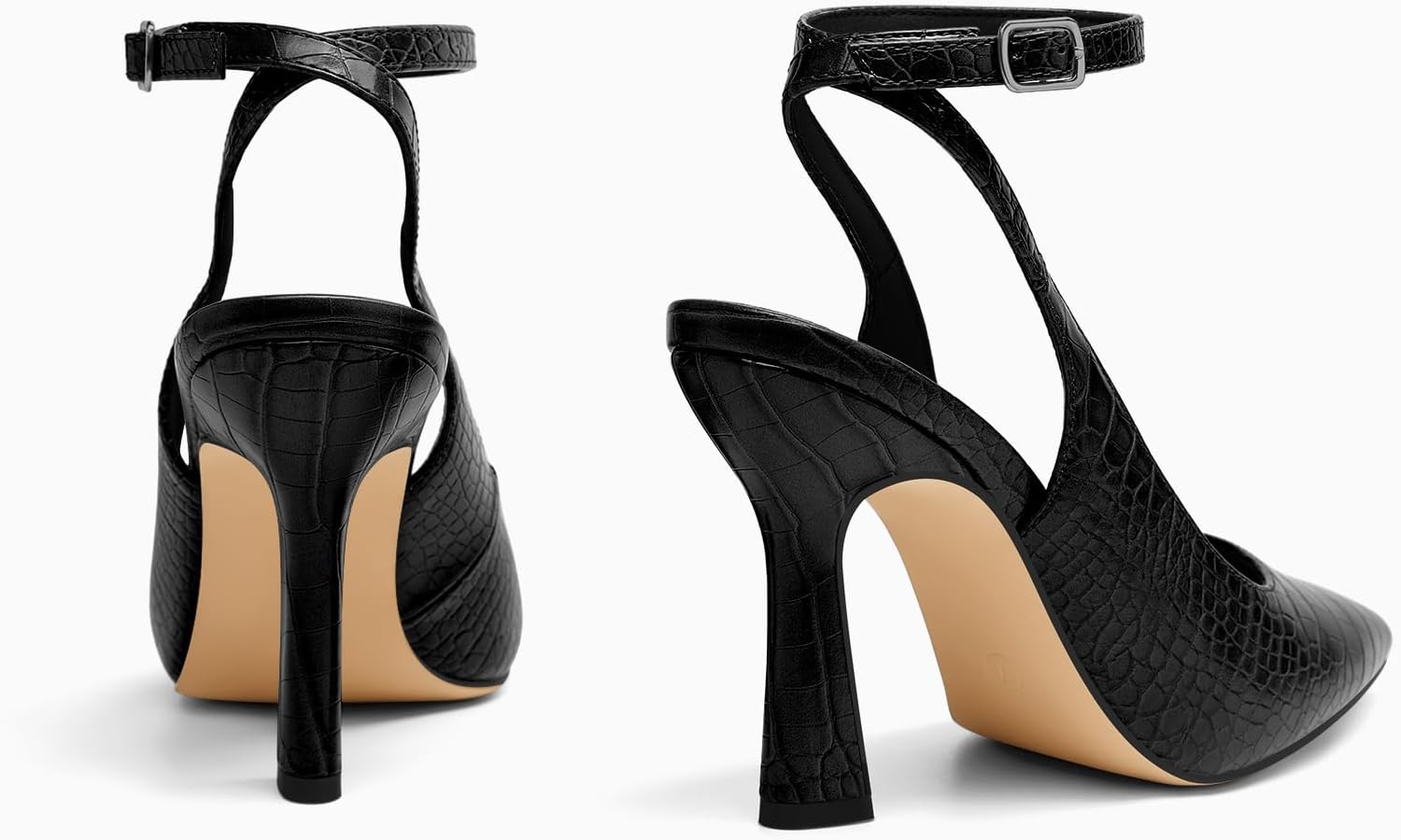 Coutgo Womens Closed Toe High Heels Slingback Pointed Toe Pumps Ankle Strap Dress Shoes - Image 5