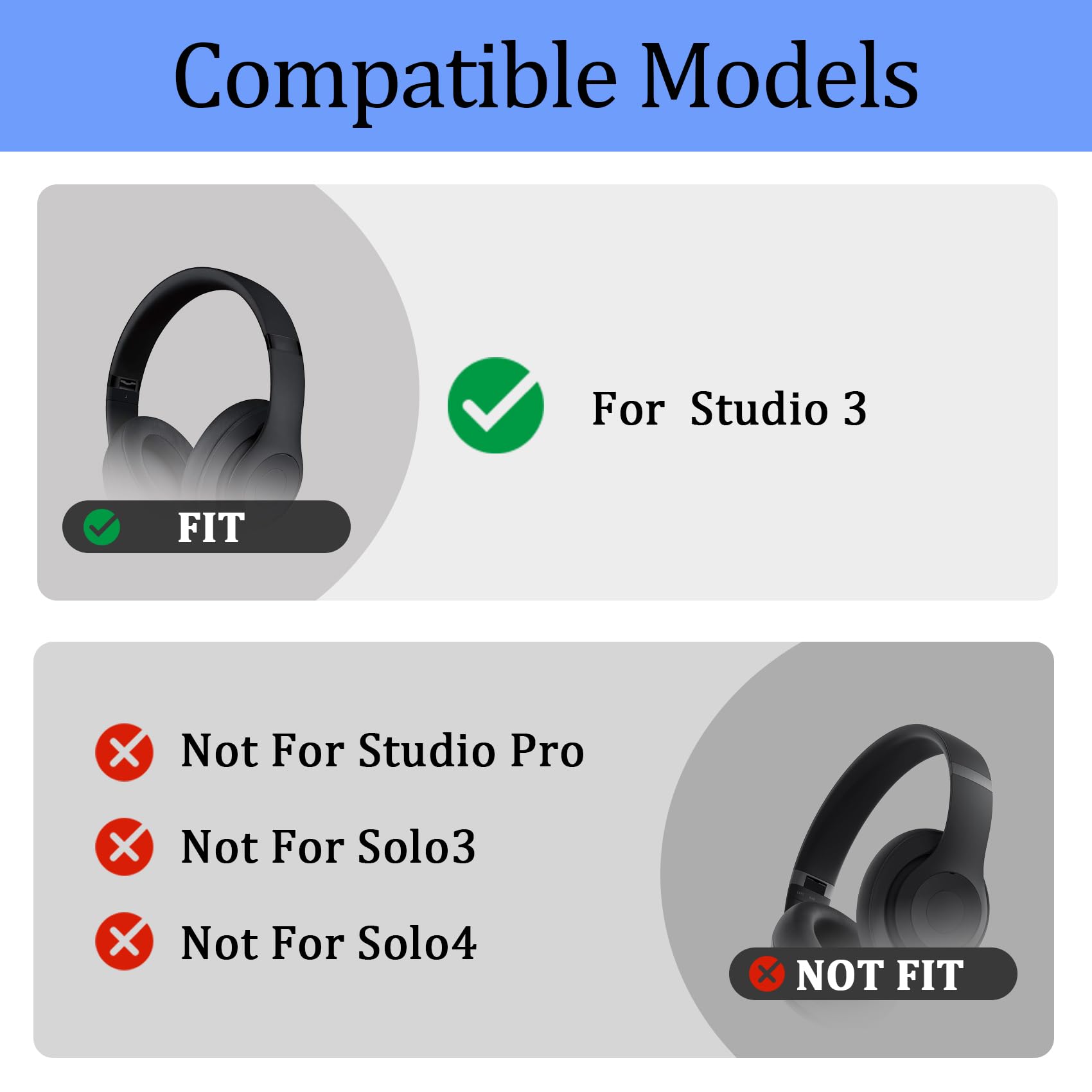 Studio3 - Kit di riparazione di ricambio per cuffie Beats Studio 3, con archetto e cerniera e cuscino di ricambio (nero e oro