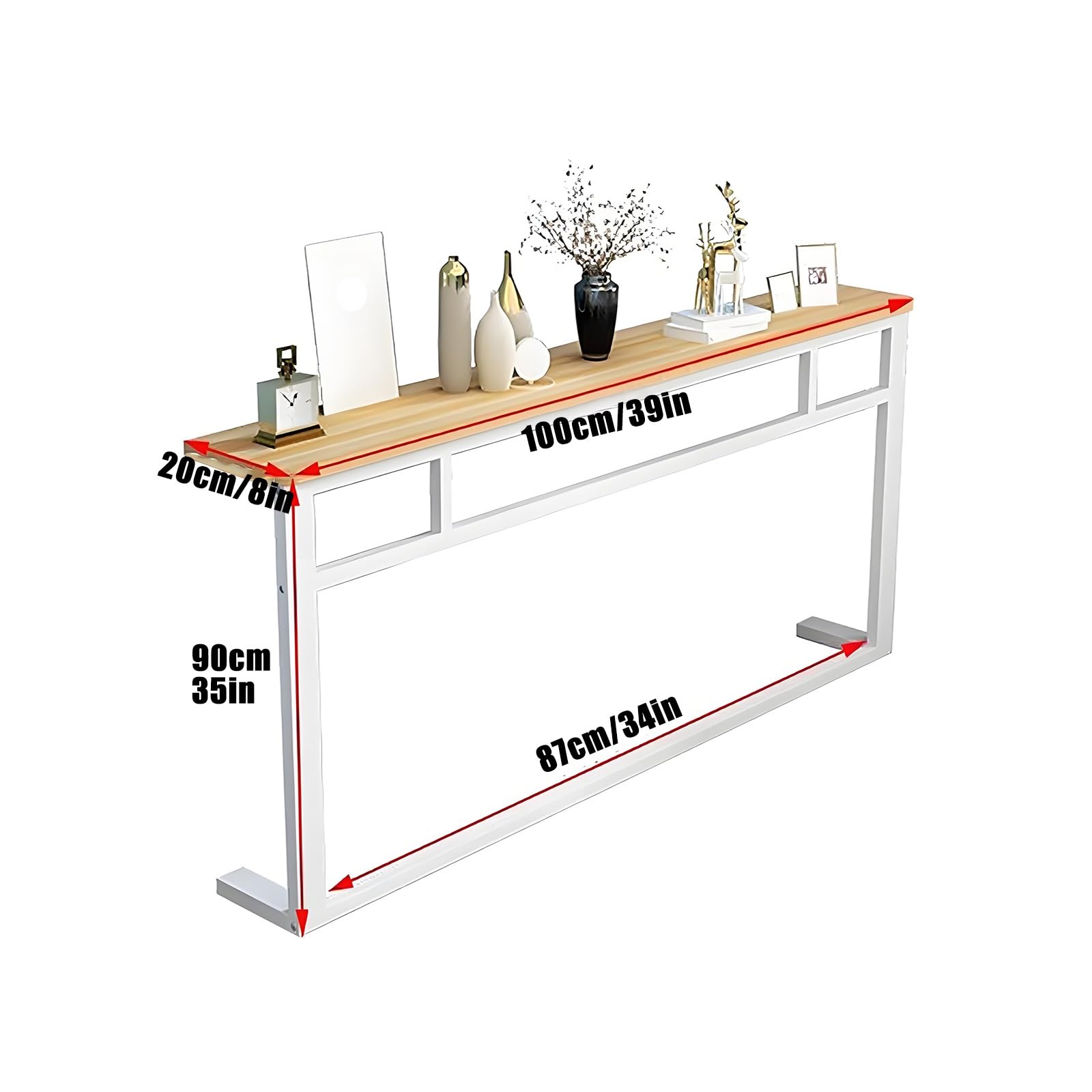 Estantería sobre radiador - Mesa Auxiliar Larga para recibidor, Ideal para salón, Dormitorio u Oficina. Se Adapta detrás del sofá. Solución Decorativa para calefacción.