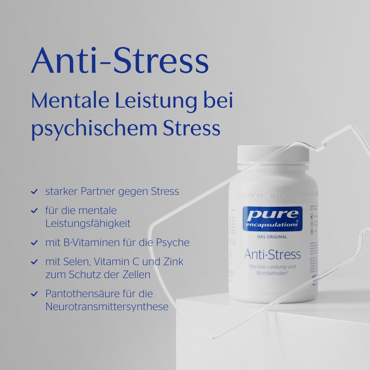 Pure Encapsulations - Anti-Stress - Mikronährstoffe für eine ausgeglichene Psyche - Mit B-Vitaminen, Vitamin C, Zink und Selen - 60 Kapseln