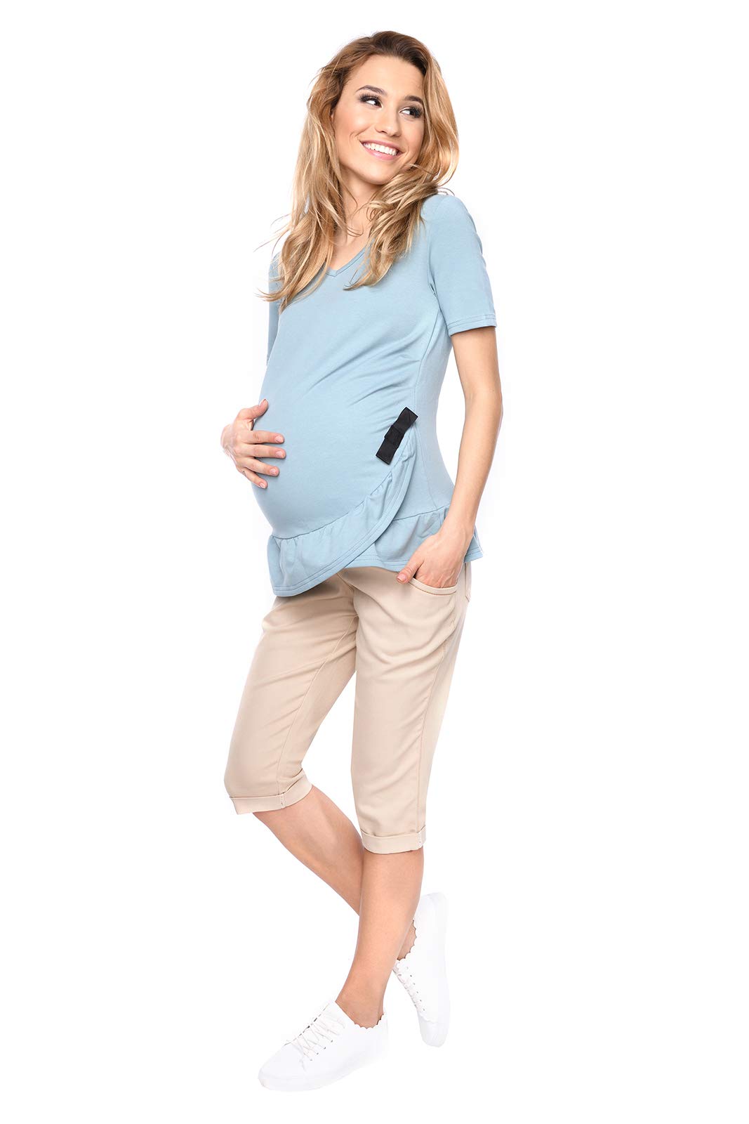 Mija - moda ciążowa/spodnie ciążowe Capri Denim 9046
