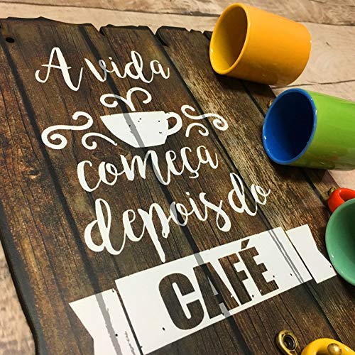 PLACA DECORATIVA EM MDF - PORTA XÍCARAS CAFÉ - C3030