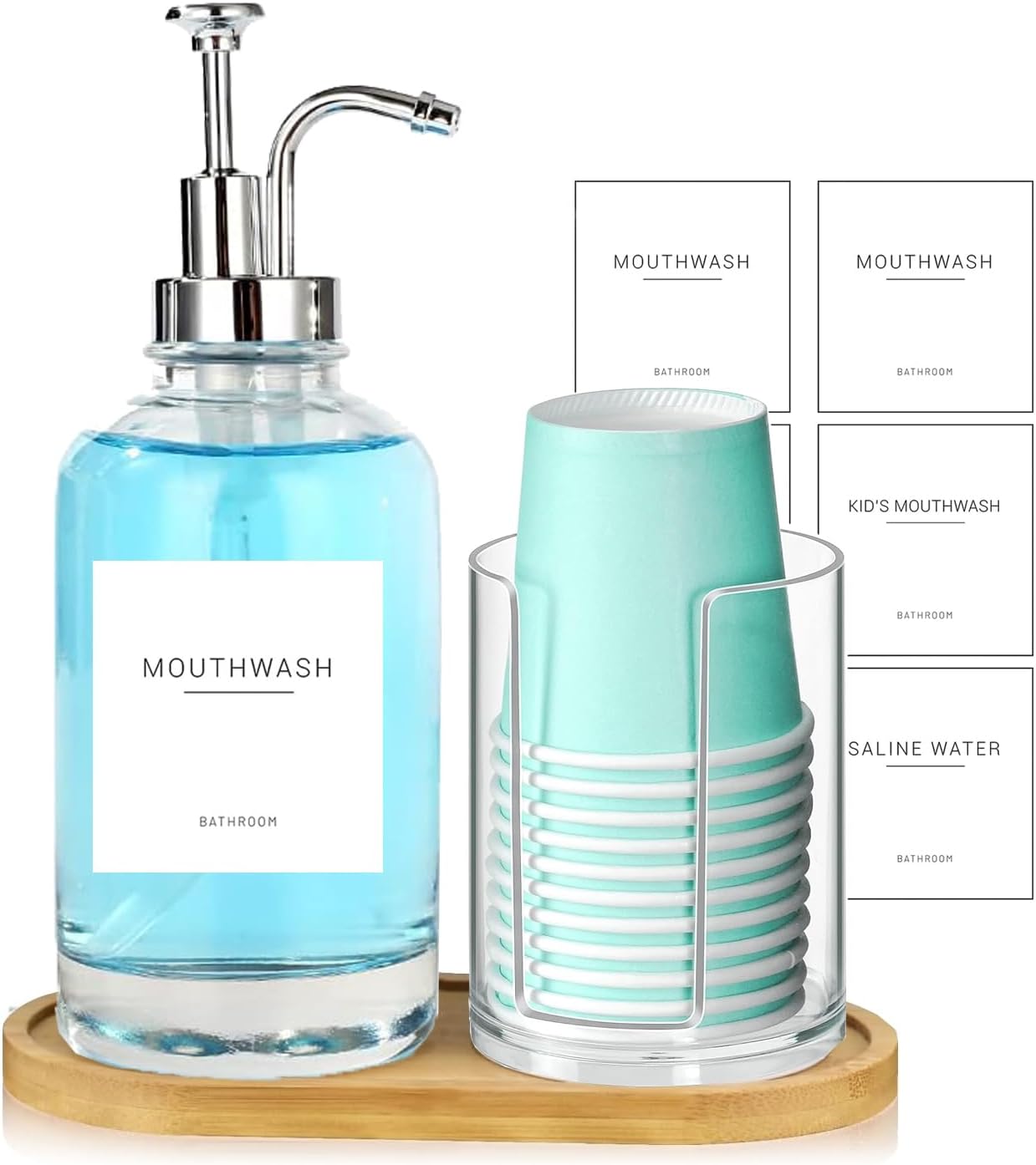 Ezebesta 17OZ Mouthwash Clear Glass Pump Dispenser with