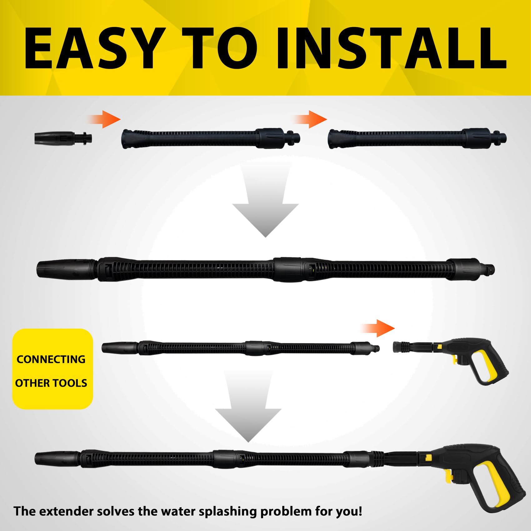 2 Pièces Lance Télescopique pour Nettoyeur Haute Pression - Extension Compatible avec Karcher K2-K7 - Buse Réglable, Pièce de Rechange pour Pistolet de Lavage